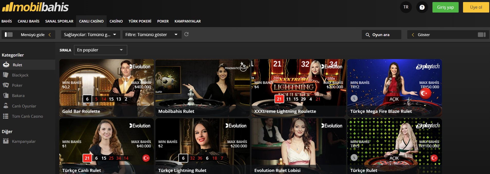 Mobilbahis728 Canlı Casino